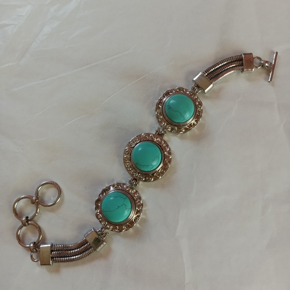 Vintage Style Snap Jewelry Bracelet Silver Tone